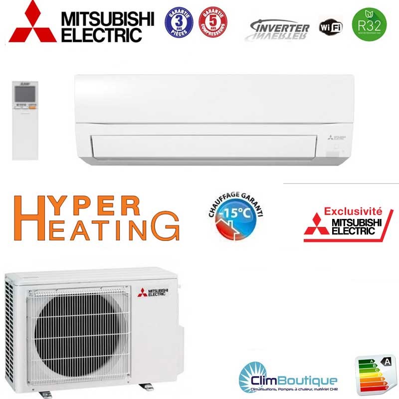 Climatiseur mural Mitsubishi - Mitsubishi msz-hr25vf + muz-hr25vf 2500w r32  a++