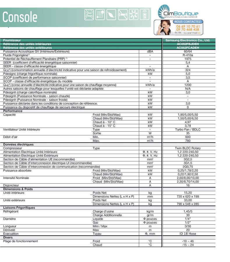 Performances console samsung AC052FBJDEH