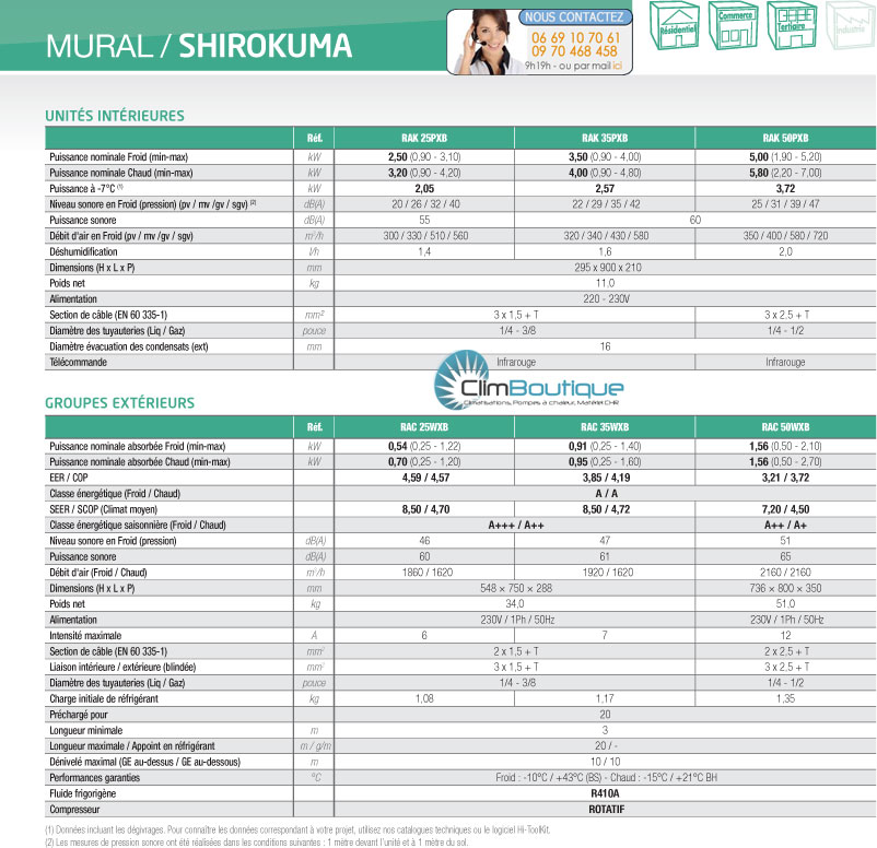 Climatiseur reversible inverter hitachi shirokuma