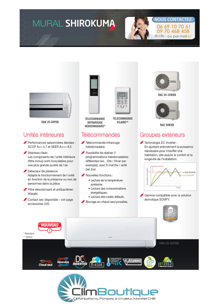 Nouveau climatiseurs mural Hitachi Shirokuma 