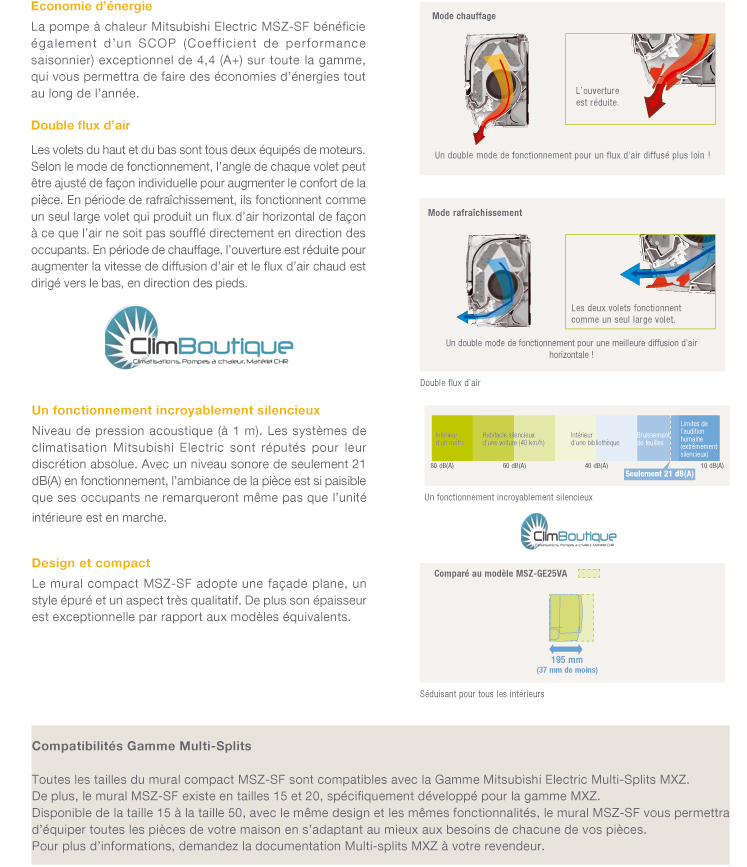 Confort & economies d'energie Mitsubishi sf