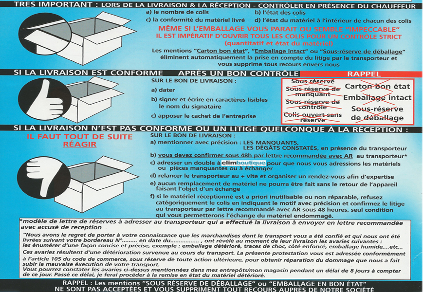 Controle de la livraison et colis