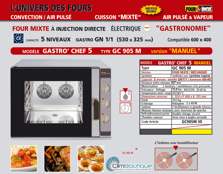 Four professionel mixte air pulsé inox GC905M