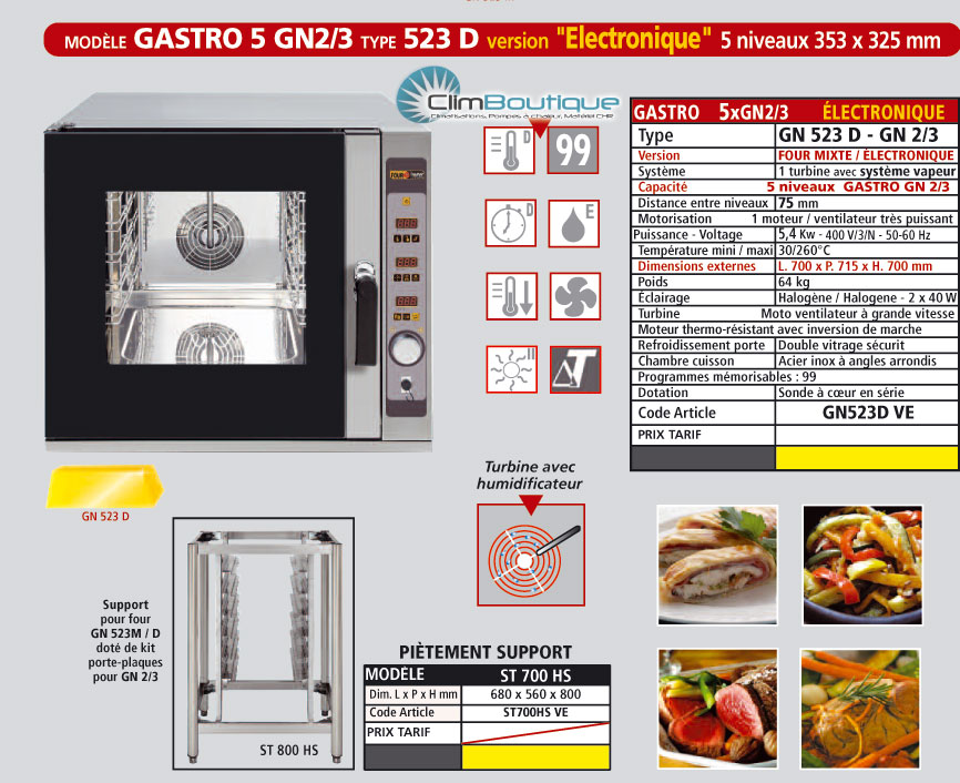 Four mixte inox electronique pro GC523D