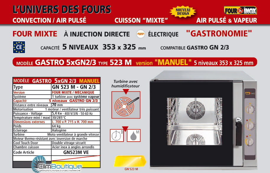 Four mixte inox pro GN523M