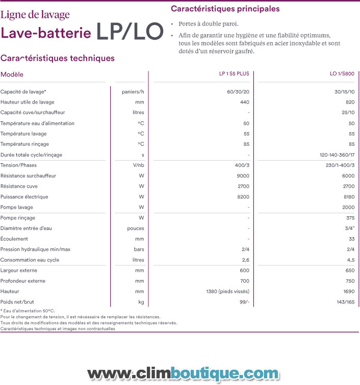 Lave batterie inox pro eurofred LP/LO