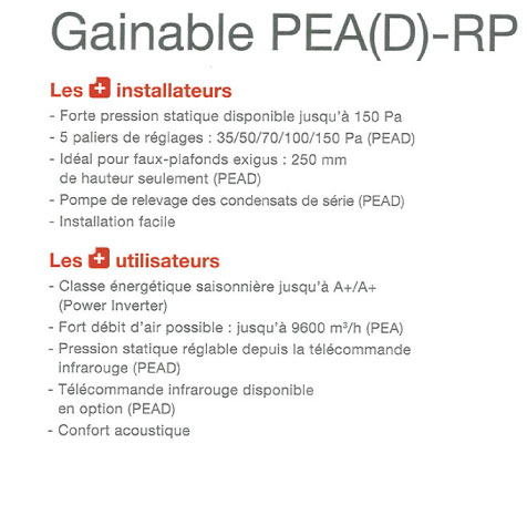 Avantages du gainable Mitsubishi PEAD-RP