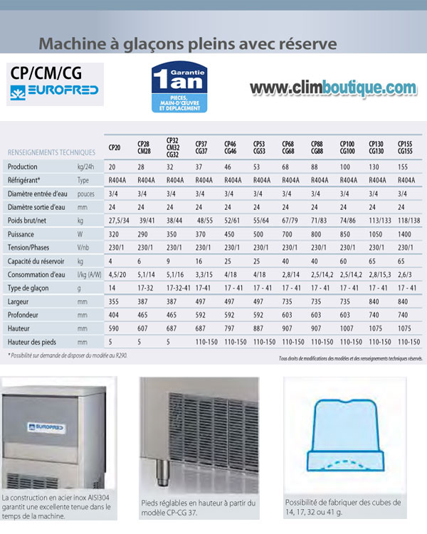 Machine a glacons pleins Eurofred