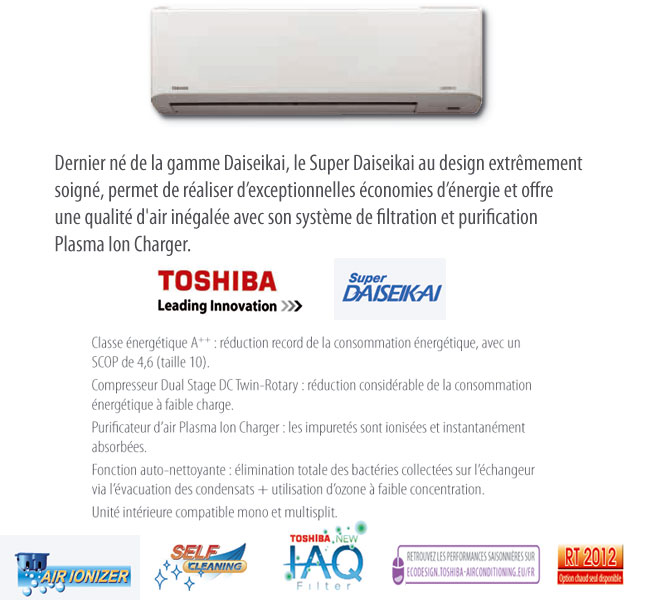 Options du climatiseur Toshiba super daiseikai