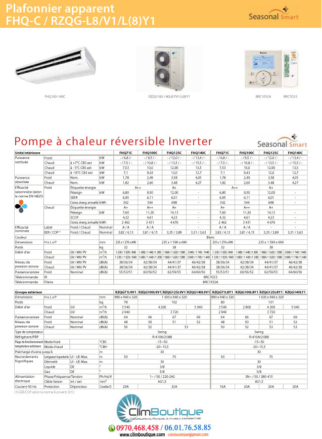 Plafonniers daikin FHQ-C