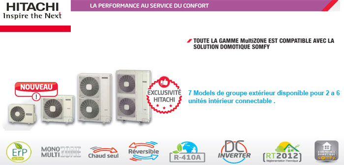 Multisplit Inverter HItachi de 2 a 6 unites interieur connectable