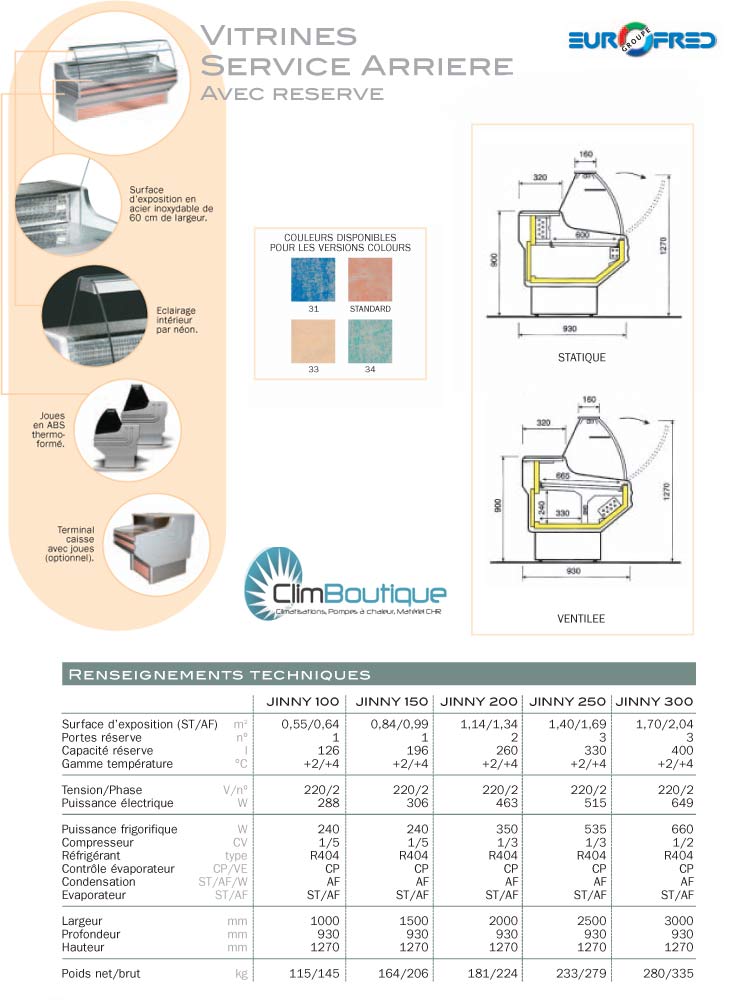 Options vitrine jinny eurofred